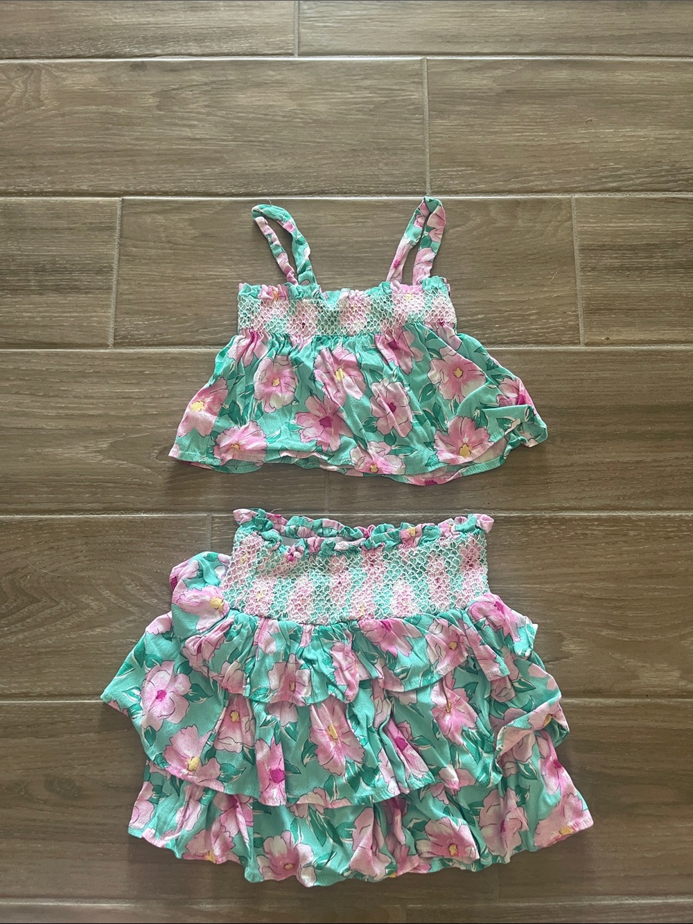 GB girls Green and Pink Floral Kids Matching Set